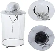 Mosquito Netting Hat Garden Bug Gnats Face Cover Bee Keeper Veil Costume Cap, Light Grey, Large
