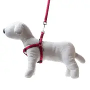 Dog Leash & Harness SET Lightweight Soft Nylon Adjustable No-Pull HAPPET Red