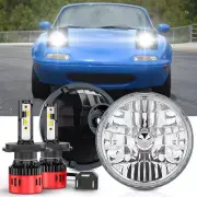 Fit 1990-1997 Mazda Miata Projector 7"inch Round LED Headlight Pair Hi/Lo (for: Mazda)