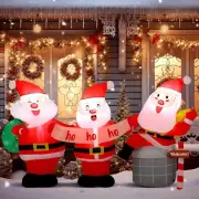 Christmas Santa Clauses Sing Airblown Inflatable Decor LED BlowUp Holiday Lawn