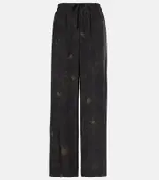 [Dries Van Noten] Dries Van Noten Floral silk straight pants AU 10 black