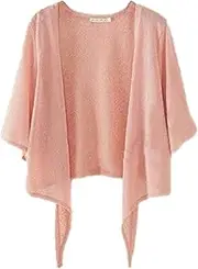 [Dongfeng] Women's 3/4 Sleeve Cropped Shrugs Lightweight Tie Front Sheer Chiffon Bolero Cardigan
