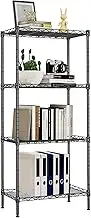 Forthcan 4-Tier Shelving Unit Adjustable Metal Wire Shelf Unit Storage Rack Organizer for Bathroom Kitchen Pantry Closet (Black)