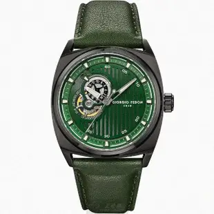【GIORGIO FEDON 1919】GiorgioFedon1919手錶型號GF00064(墨綠色錶面黑錶殼綠真皮皮革錶帶款)