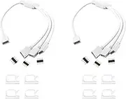Clearhill 2 Packs (1to3) 4 - Pin RGB LED Strip Light Splitter and Extension Cable - Compatible with 5050/3528 RGB LED Strips, Durable PVC Insulation, 30cm Length