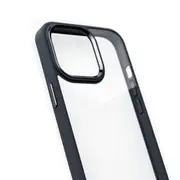 iPhone 13 Pro Max Compatible Case Cover With Shockproof Metal Camera Lens Protection Clear PC - Black