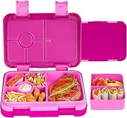 Double Buckle Lunch Box, Leakproof Bento Lunchbox, Sandwich Friendly Tray, Kids & Adults Lunch Box, Easy Open Latch, Compact, Durable, Spacious Food Tray (Red)