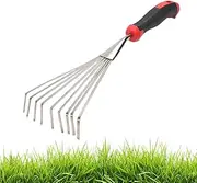 Small Hand Rake - Steel Hand Rake Soil Tiller with Handle,Metal Short Gardening Tool Weeding Heavy Duty Soil Tiller for Backyard Flower Beds Grass