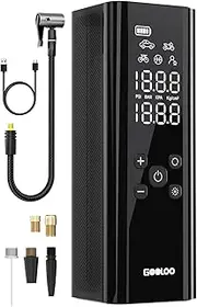GOOLOO GT150 Tire Inflator Portable Air Compressor - Upgraded 150PSI & 2X Faster Air Pump for Car Tires with Auto-Shutoff, Cordless Air Pump for Cars, Bikes, Balls, Motorcycles, Bright LED Screen