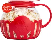 Micro-Pop Microwave Popcorn Popper 3 Quart BPA-Free Red Temperature Safe Glass