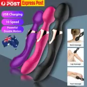 10 Speed Double Head Wand Massager Cordless Waterproof Personal Full Body USB AU