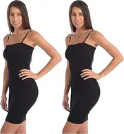 [Body Beautiful Shapewear] Smooth Strapless Full Body Slip Shaper with Attachable Straps Runs small in fit. Order One Size Up (2 Black, Small/Medium), 2 Black