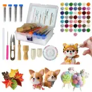 30/50Color Wool Fibre Roving DIY Needles Felting Starter Kit Handcraft Mat Tools
