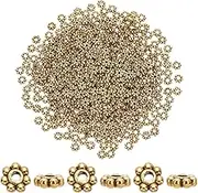 PH PandaHall 500PCS 4mm Flower Spacer Beads, Antique Golden Daisy Metal Spacers Snowflake Loose Beads Craft Jeweley Beads for DIY Christmas Bracelet Necklace Jewelry Making Supplies