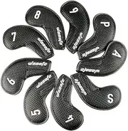 9X Golf Iron Covers Set Golf Club Head Covers Long Neck 4-9,P,A,S Soft Protective Sleeve Protection Guard for Display Most Irons Head Travel