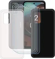 [LCEHTOGYE] Case for Nokia XR21 + 4 Pcs Tempered Glass Screen Protector, Slim Translucent + Black Soft TPU Bumper Protective Phone Case Cover for Nokia XR21 (6,49")
