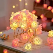 My Decorations Pink And White Rose Battery Operated Indoor Outdoor Home Lighting_50Leds String Lights