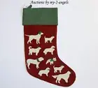 NEW Pottery Barn DOGS Classic Crewel Embroidered Christmas Stocking NO NAME MONO