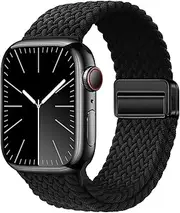 Compatible with Apple Watch Strap 49mm 45mm 44mm 42mm 41mm 40mm 38, Elasticated Magnetic Nylon Strap Band for IWatch Series 10/9/8/7/6/5/4/SE/Ultra 2 Men Women