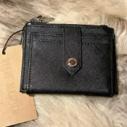NWT Steve Madden Bhayden Card Case Wallet - Black With Silver Hardware