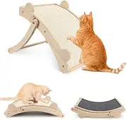 3 in 1 Cat Scratcher Pad with Solid Wood Frame- Sisal Cat Scratchers for Indoor Outdoor, Cat Scratch Pad - Reversible, Transformable and Durable