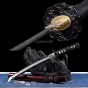 Handmade T10 Steel Clay Tempered Japanese Tanto Samurai Sword With Red Scabbard.