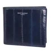 Saint Laurent Wallet Men'S Bifold Billfold Eelskin Dark Blue 396307 Eaadp 4086