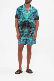 SHORT SLEEVE CAMP COLLARED SHIRT AZURE ALLURE