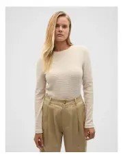 [Seed Heritage] Self Stripe Textured Top in Latte Stripe
