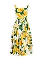 Dolce & Gabbana Floral-print Cotton Midi Dress - White - 40 (UK8 / S) 40 (UK8 / S)