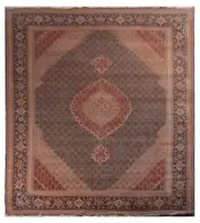 Vintage Handmade Wool Area Rug - 10 x 13 ft | Geometric Pattern | IL15