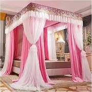 Bed Canopy Mosquito Net for 6.6ft/2m Bed, Metal Pole Supports Bed Canopy, Easy to Install (Color : Style 1, Size : 200x220x200cm)