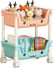 Multi- Kids Toy Organizer, Kids Toy Box with Wheels, Playroom Containers, Bookshelf Organizer for Kids Room, Playroom Storage Rack