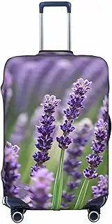 [Pvinnk] Purple Lavender Floral Flowers Print Protective Luggage Cover Elastic Washable Suitcase Protector Travel Gear Protector, White, X-Large