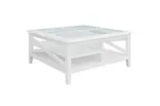 VI Hamilton Solid Timber Square Glass Top Coffee Table