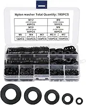 Nylon Washer Set - Flat Black Assortment Washers Kit with Storage Case,Nylon Gaskets for Automobiles, Kitchen Appliances, Electronic Devices