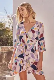 *New With Tags* MISTER ZIMI Size 10 Colette Mini Wrap DRESS in Venice Print