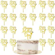 20PCS Mothers Day Cupcake Toppers,Glitter Gold Heart Love Mother Birthday Cupcake Picks Decortions for Happy Mother's Day Theme Party Cake Decorations