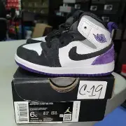 Nike Air Jordan 1 Mid SE White/Court Purple TD BQ6933-105, Size 6c New DS