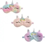 SHERCHPRY 3Pcs Unicorn Sleeping Eye Masks Light Blocking Eye Protectors for Students Cute for Naps and Relaxation Present