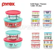 Pyrex Hello Kitty Star Wars Mickey 4 Glass lock Containers Food Storage with lid