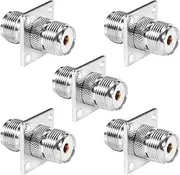 Alinan 5pcs SO239 Connectors UHF Female to Female Jack RF Coax Connector 4 Hole Flange Chassis Panel Mount Adapter