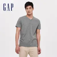 在飛比找蝦皮商城優惠-Gap 男裝 棉質舒適V領短袖T恤-混色粗紡灰(440768