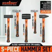 HORUSDY 5Pc Hammer Rubber / Ball Pein / Sledge / Cross Pein Mallet Grip Handle