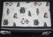 Coleman Penguins in Mittens & Scarves Snowflakes 4-Pc QUEEN Flannel Sheet Set