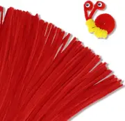 100 Pieces Pipe Cleaners Chenille Stem, Red Pipe Cleaners Craft, Fuzzy Sticks Cr