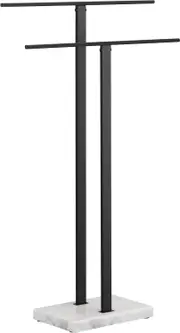 2-Tier Freestanding Towel Rack with Marble Base Matte Black