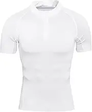 [Generic] Men's Compression 1/4 Zipper T Shirts Short Sleeve Polo Shirts Quarter-Zip Work Uniform Short Sleeve
