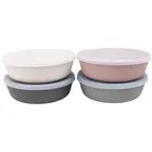WeeSprout Bamboo Kids Bowls with Lids, Set of Four 15 oz Kid-Sized Dinnerware,