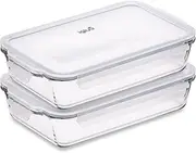 Igluu Meal Prep - Glass Lasagne Dish with Airtight Snap Lock Lid - Large Rectangular Oven-Safe Baking Dish - BPA-Free, Microwavable, Freezer and Dishwasher-safe Ovenware 2.2L (Cook n Freeze) Set of 2